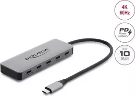 Delock 2-Port USB 10Gbps Hub su 2-Port USB-C 4K ir PD 3.0 100 W