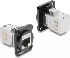 Delock D-Type modulis RJ45 lizdas-lizdas 90° kampu Cat.6A juodas/sidabrinis