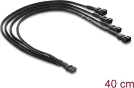 Delock Fan Cable Splitter 1 x 4 Pin PWM lizdas į kištuką + 3 x 4 Pin kištukai (3 kontaktai užimti) su pintu apvyniojimu 40 cm juoda
