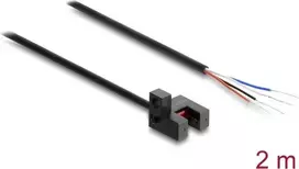 Delock šakės tipo šviesos barjeras 5 mm, Type R, 4 atvirais kabelio galais, PNP, šviesos/tamsos perjungimas, 2 m