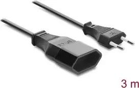 Delock Europlug prailginimo laidas CEE 7/16 nuo kištuko iki lizdo 2 x 0,75 mm², 3 m, juodas