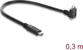 Delock USB 5Gbps laidas USB Type-C tiesus į USB Micro-B 90° kampu į viršų su 18 mm varžtų atstumu, 0,3 m, juodas