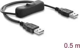 Delock USB maitinimo laidas Type-A vyras į vyrą su jungikliu 0,5 m