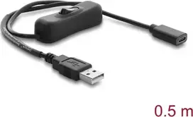 Delock USB maitinimo laidas su jungikliu, Type-A kištukas į Type-C lizdą, 0,5 m