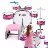 SUPRIMO K-DRUMS 3 Pink vaikų būgnų komplektas su taburete ir lazdelėmis
