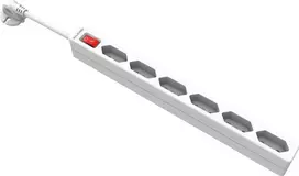 VALUE 6 vietų elektros skirstytuvas, Euro kištukas (2 polių), su jungikliu, 1,5 m, baltas