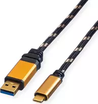 ROLINE GOLD USB 3.2 Gen 1 USB-A į USB-C laidas, 1 m, juodas, paauksuotomis jungtimis