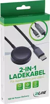 InLine® 2-in-1 įkrovimo laidas, skirtas Apple Watch + USB-C, 100 W, USB 2.0, 1,2 m