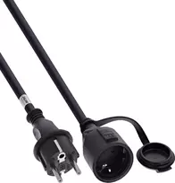 InLine® prailginimo laidas su įžeminimo kontaktu, lauko IP44, apsauga nuo prisilietimo, 2m, juodas