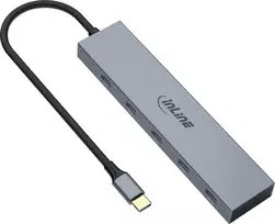 InLine USB-C Hub, 4x USB-C + Power Delivery 100 W, USB 3.2 Gen 2, pilka