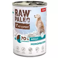 VetExpert Raw Paleo Kangaroo šlapias ėdalas suaugusiems šunims 400g skardinė – be grūdų, vieno baltymo