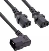 InLine® tinklo Y-laidinys šaltiems prietaisams, 1x IEC-C14 kampinis į 2x IEC-C13, 1m