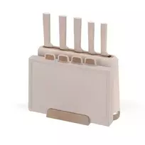 MEO MR-1412-BEIGE MAESTRO peilių rinkinys su pjaustymo lentelėmis ir stovu, 5 peiliai, 2 lentelės, smėlio spalvos
