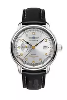 Zeppelin Mediterranee 96681 automatinis vyriškas laikrodis, 40 mm, mėlynas ciferblatas, mėlynas odinis dirželis