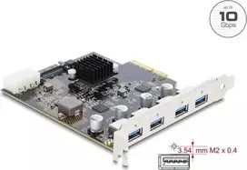 Delock PCI Express x4 plokštė su 4 x USB 10Gbps USB Type-A dviejų kanalų