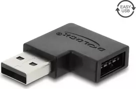 Delock USB 2.0 Type-A male to Easy USB Type-A female adapter, left-angled, black
