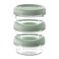 Curver Smart Eco To Go apvalūs padažų indeliai, 3 dalių rinkinys, 0,08 L kiekvienas, švelniai žalios spalvos