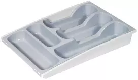 CURVER stalo įrankių dėklas 30x42x6,4 cm pilkas – 6 skyriai, tinka plauti indaplovėje, BPA-free polipropilenas