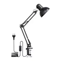 LEPRO 3100027-EU LED stalinė lempa su USB įkrovimo prievadu, 5 spalvų temperatūros, 7 ryškumo lygiai, jutiklinis valdymas, laikmatis, lanksti ranka, akių apsauga, juoda