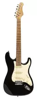 Stagg SES-55 BLK elektrinė gitara - kieto alksnio korpusas, klevo kaklas, SSS garso jutikliai, juoda