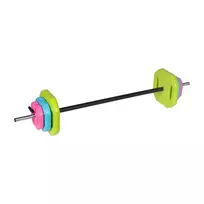 REBEL RBA-2336 20 kg štangos rinkinys su bituminėmis lėkštėmis, 140 cm strypu, srieginiais fiksatoriais, juodas
