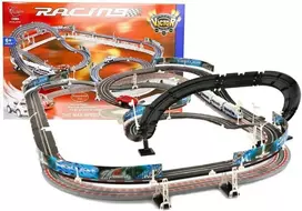 LEAN TOYS 2-in-1 lenktynių rinkinys RC slot automobilių trasa su 2 automobiliais, 3,6 m modulinė trasa, belaidžiai pultai, LED priekiniai žibintai, nuo 6 metų