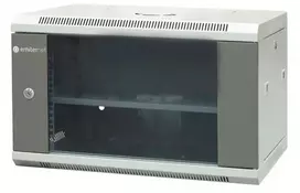 EMITER EM/AP6406 19 colių 6U sieninis tinklo spintelė, 600x450x370 mm, grūdinto stiklo durelės, plieninė, juoda