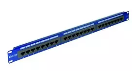 EMITERNET 19 inch 24 prievadų Cat.6 UTP pach panelė su integruota lentyna, 1U, mėlyna DCN/PPFA-951K-248-C6