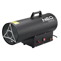 NEO TOOLS 90-085-01 dujinis šildytuvas 50 kW su termostatu, IPX4, LPG, 1000 m³/h oro srautas, komplekte reduktorius ir žarna