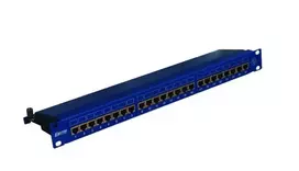 EMITERNET 19 colių 24xRJ45 STP cat.6 (1U) tinklo panelis su lentyna, mėlynas DCN/PPFA674EKS248C6