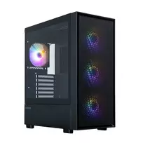 Zalman S6 juodas ATX Mid Tower kompiuterio korpusas su 4 ARGB ventiliatoriais ir grūdinto stiklo šonu