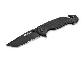 Dönges Basic Tactical sulankstomas peilis 01DG003 juodas nerūdijančio plieno drop point kombinuotas ašmenys