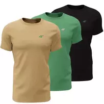 Vyriški marškinėliai 4F M4481, 3 vnt. rinkinys, smėlio, žalios, juodos spalvos, 4FWSS26TTSHM4481 92S, XL