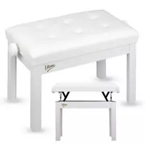 V-TONE PB3 WH balta pianino ir klaviatūros kėdė su eko odos sėdyne