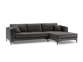 Kampinė sofa Luis 5, tamsiai pilka/juoda