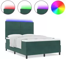 LED Čiužinio Lova Tamsiai žalia 140 x 200 cm Aksomas