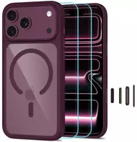 Tech-Protect MagOne CC MagSafe dėklas + grūdintas stiklas 2 vnt. iPhone 18 Pro Max / 17 Pro Max - Skaidriai bordinė