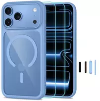 Tech-Protect MagOne CC MagSafe dėklas + grūdintas stiklas, 2 vnt., skirtas iPhone 18 Pro Max / 17 Pro Max – skaidriai mėlyna