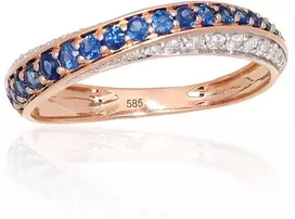 Diamond Sky Jewelry Auksinis žiedas su deimantais ir safyrais „Roxana V“