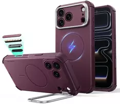 ESR CYBER TOUGH DĖKLAS SU STOVU IR MagSafe iPhone 17 Pro / 18 Pro TAMSIAI BORDO SPALVOS