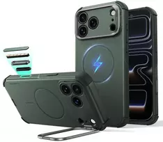 ESR CYBER TOUGH DĖKLAS SU STOVU IR MagSafe iPhone 17 Pro Max / 18 Pro Max ŽALIAS