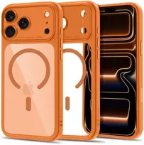 Dėklas TECH-PROTECT MAGPEAK MagSafe CC iPhone 17 Pro / 18 Pro KOSMINĖ ORANŽINĖ/SKAIDRI