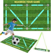 Futbolo kilimėlis, 60 x 90 cm, futbolo treniruočių kilimėlis, futbolo žingsnių treniruočių kilimėlis su reguliuojamu juosmens diržu, neslystantis smūgius sugeriantis futbolo kilimėlis, kamuolio kontrolės treniruočių kilimėlis