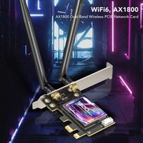 Ax1800 pcie wifi adapteris, wifi 6 pcie wifi plokštė stacionariam kompiuteriui, bt5.2 wpa3 802.11ax dviejų dažnių 5.8g 2.4g tinklo adapteris žaidimams su dviem 6 dbi antenomis