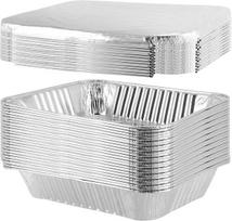 25 aliumininių dubenėlių su dangteliu rinkinys, 3500 ml, dideli, 32 x 26 x 6 cm aliumininės grotelių keptuvės, aliumininės folijos dubenėliai, aliumininiai lašėjimo padėklai, aliumininė talpa kepimui, iškylai, gaminimui