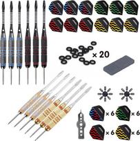 Turnart darts metaliniai antgaliai – 12 vienetų 24 g profesionalūs plieniniai smiginiai, profesionalūs smiginiai, plieninių smiginių rinkinys, 12 aliuminio kotelių su 24 plunksnomis, 20 nuo atsilaisvinimo apsaugančių guminių žiedų