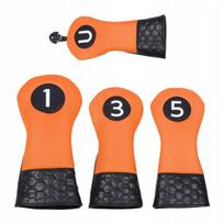 4 vnt. golfo lazdų galvučių uždangalai Premium Golf Cue Protect Case Pu oda oranžinė