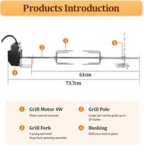 Hzexun universalus tvirtas bbq iešmo komplektas griliams, 4 w 220 v iešmo grilių komplektas, elektrinis variklis dujiniams griliams, namams, laukui