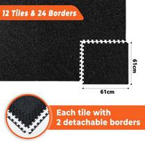 Hanured® 12 grindų apsaugos kilimėlių rinkinys, treniruočių kilimėlis sporto salei 61 x 61 x 1 cm, jogos kilimėlis su patvaria gumos danga