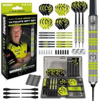 Winmau Michael Van Gerwen Mvg dovanų rinkiniai - 50 dalių smiginio rinkinys su 4 kotelių rinkiniais, 4 plunksnelių rinkiniais ir priedais